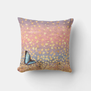 Butterfly Rose Gold Flakes Abstract Design Cushion