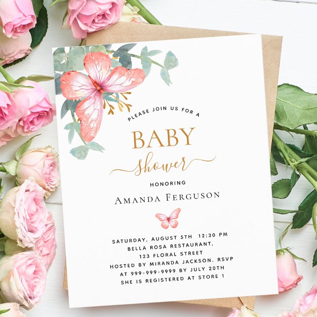 Butterfly rose gold girl budget Baby Shower (Creator Uploaded)