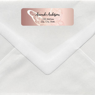 Butterfly rose gold return address label