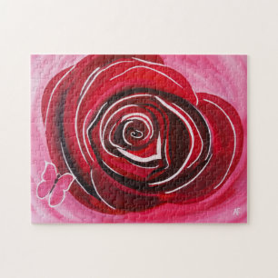 Butterfly Rose Painting by Alfred Fox Jigsaw Puzzle