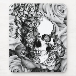 Butterfly rose skull with ladybugs. mouse pad