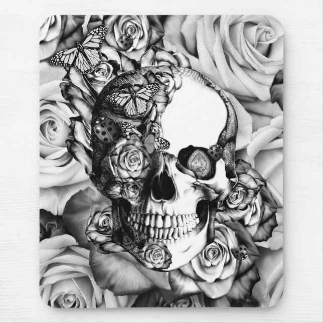 Butterfly rose skull with ladybugs. mouse pad (Front)