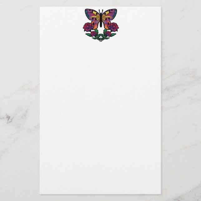 Butterfly Rose Stationery (Front)