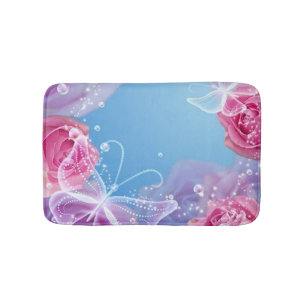 Butterfly Roses Bath Mat