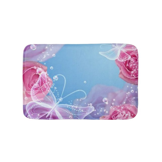 Butterfly Roses Bath Mat (Front)