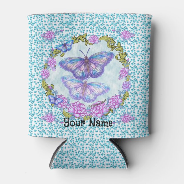 Butterfly Roses  Can Cooler (Front)