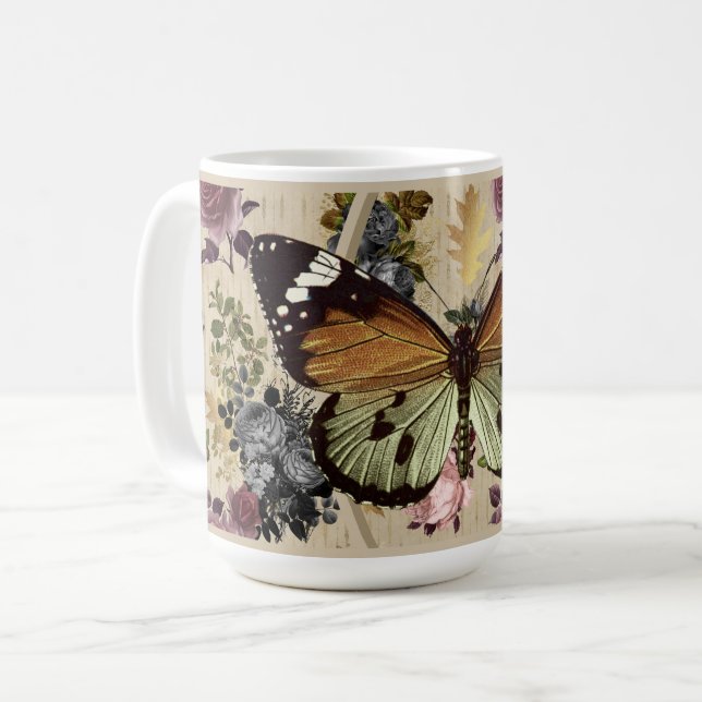Butterfly & Roses Coffee Mug (Front Left)