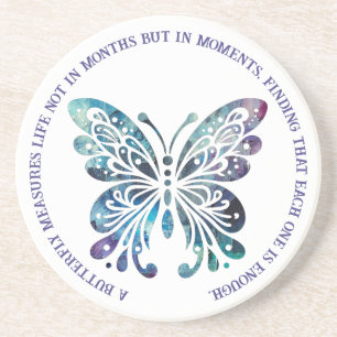 Butterfly - Royal Blues, Purples & Greens w/ Quote Coaster