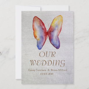 Butterfly, Rustic Canvas Wedding Invitation