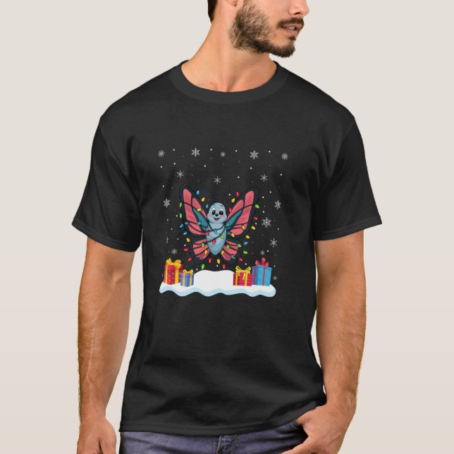 Butterfly Santa Hat Christmas Tree Light Xmas Paja T-Shirt (Front)