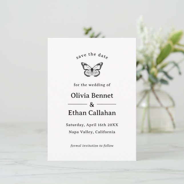 Butterfly Save-The-Date Invitation (Standing Front)
