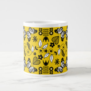 Butterfly Scandinavian folk art Large Coffee Mug