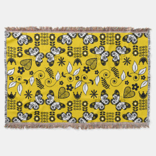 Butterfly Scandinavian folk art  Throw Blanket