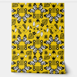 Butterfly Scandinavian folk art  Wallpaper