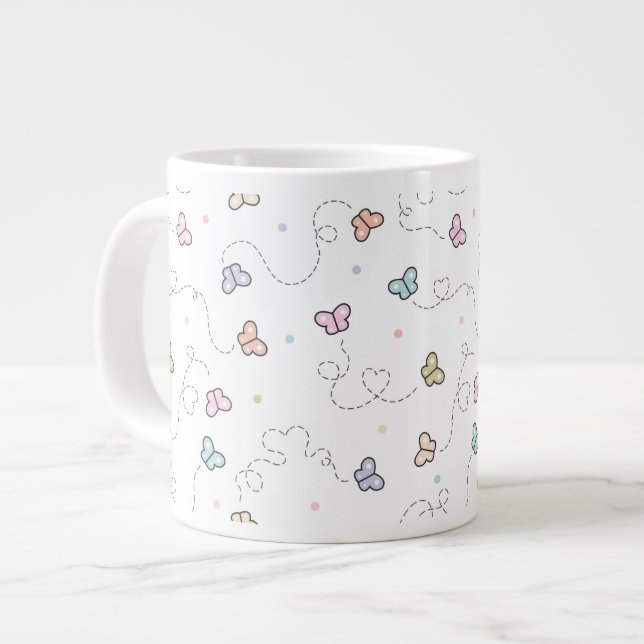 Butterfly Seamless Pattern Large Coffee Mug (Front Left)