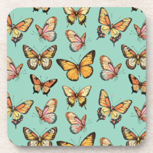 Butterfly Seamless Pattern. Monarch Butterfly Coaster