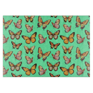 Butterfly Seamless Pattern. Monarch Butterfly Cutting Board