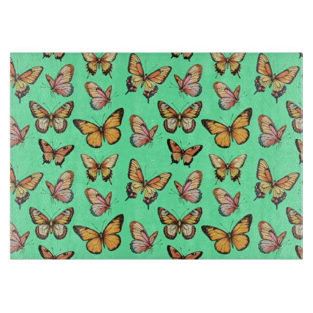 Butterfly Seamless Pattern. Monarch Butterfly  Cutting Board (Front)