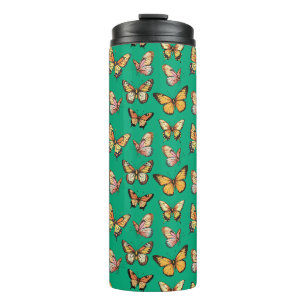 Butterfly Seamless Pattern. Monarch Butterfly Thermal Tumbler