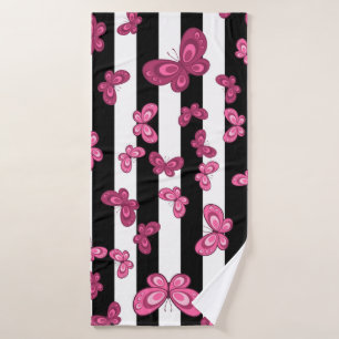 Butterfly seamless pattern on white background. Pa Bath Towel