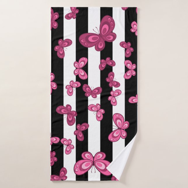 Butterfly seamless pattern on white background. Pa Bath Towel (Bath Towel)