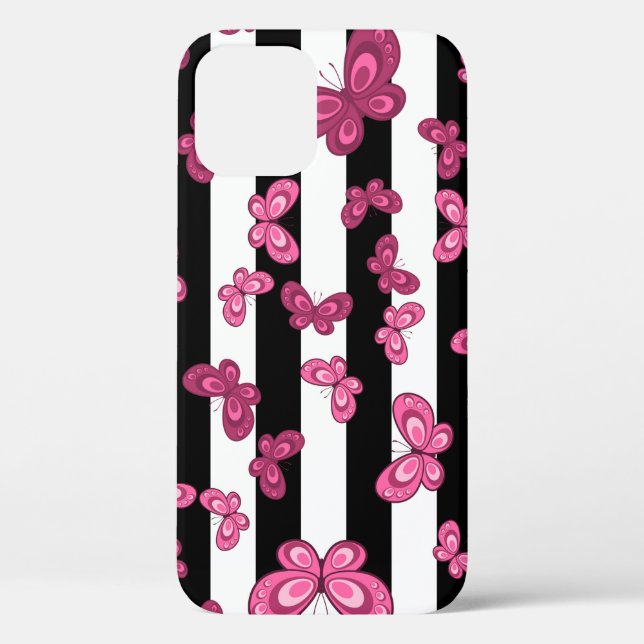 Butterfly seamless pattern on white background. Pa Case-Mate iPhone Case (Back)