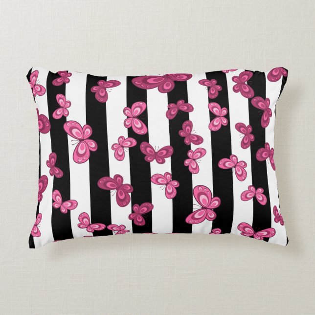 Butterfly seamless pattern on white background. Pa Decorative Cushion (Front)