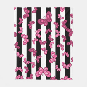 Butterfly seamless pattern on white background. Pa Fleece Blanket