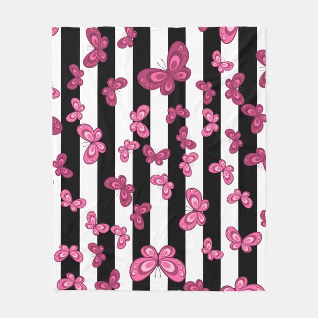 Butterfly seamless pattern on white background. Pa Fleece Blanket (Front)