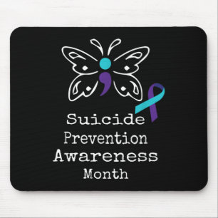 Butterfly Semicolon Gift Suicide Prevention Awaren Mouse Pad