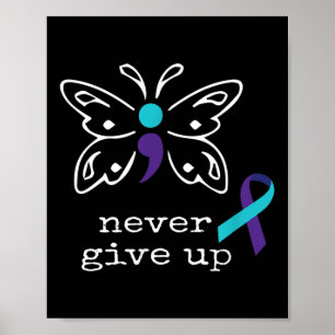 Butterfly Semicolon Gift Suicide Prevention Awaren Poster
