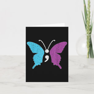Butterfly Semicolon Purple & Teal Suicide Prev Card