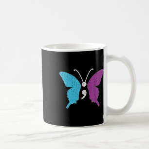 Butterfly Semicolon Purple & Teal Suicide Prev Coffee Mug