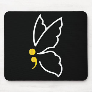 Butterfly Semicolon Shirt May Mental Health Awaren Mouse Pad