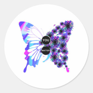 Butterfly Semicolon Suicide Awareness Mental Healt Classic Round Sticker