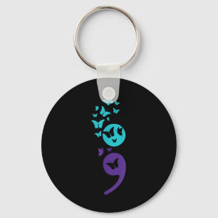 Butterfly Semicolon Suicide Awareness Mental Healt Key Ring