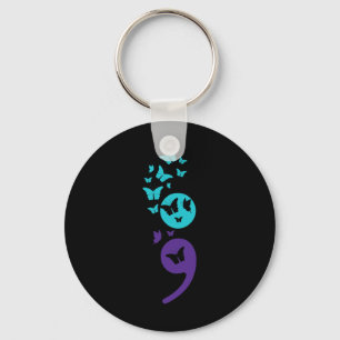 Butterfly Semicolon Suicide Awareness Mental Healt Key Ring