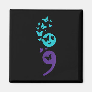 Butterfly Semicolon Suicide Awareness Mental Healt Magnet