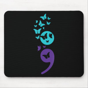Butterfly Semicolon Suicide Awareness Mental Healt Mouse Pad