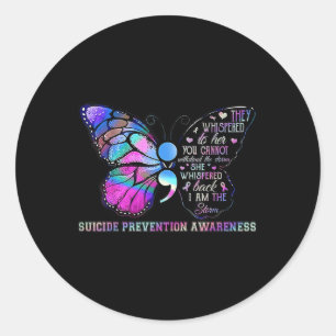 Butterfly Semicolon Suicide Prevention Awareness  Classic Round Sticker