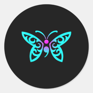 Butterfly Semicolon Warrior Suicide Prevention Awa Classic Round Sticker
