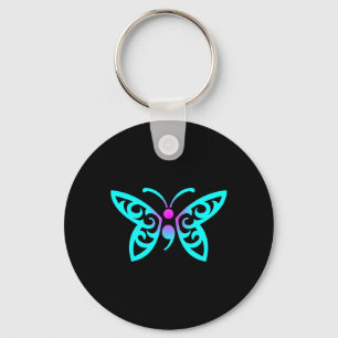 Butterfly Semicolon Warrior Suicide Prevention Awa Key Ring