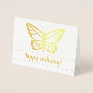 Butterfly Shape With Happy Birthday Text Foil Card
