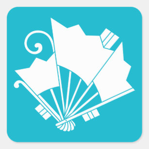 Butterfly-shaped fans (Ohgi cho) Square Sticker