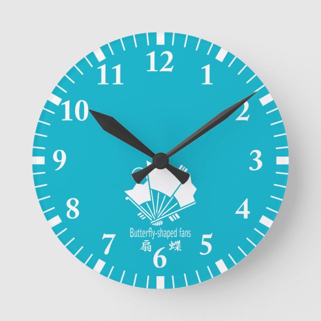 Butterfly-shaped fans round clock (Front)