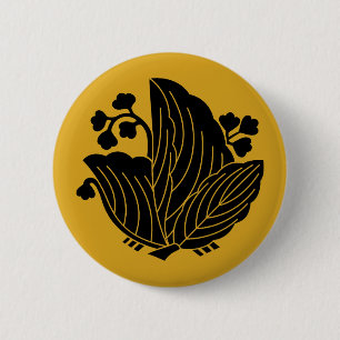 Butterfly-shaped paulownia 6 cm round badge