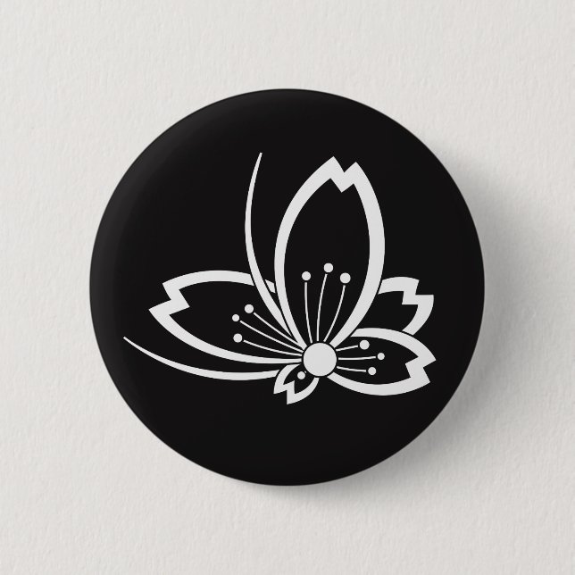 Butterfly-shaped shadowed Cherry blossom 6 Cm Round Badge (Front)