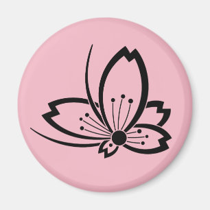 Butterfly-shaped shadowed Cherry blossom Magnet