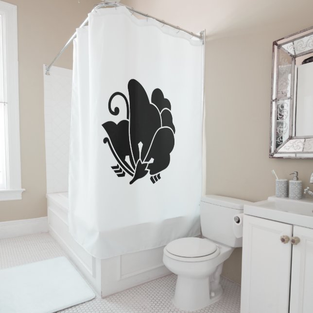 Butterfly-shaped wood sorrel shower curtain (In Situ)