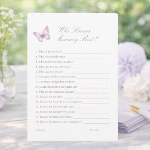 Butterfly Shower Games Who Knows Mummy Best Card